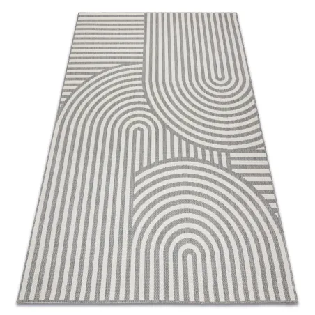 Tapis en sisal gris et crème, parfait pour les intérieurs contemporains