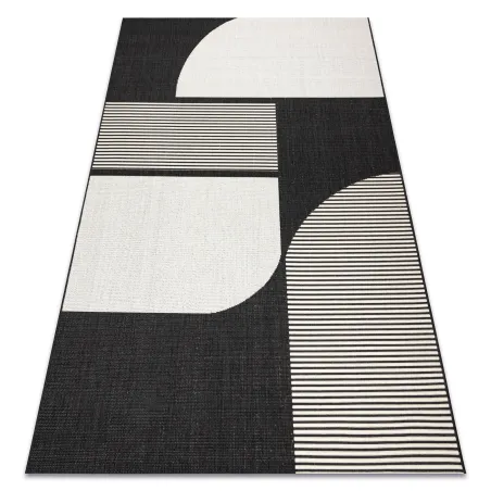 Tapis en sisal crème et noir, style moderne, tapis en sisal