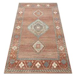 Tapis SOHO 477.11.LA000 mélange laine OSTA - Boho, cadre terracotta naturel / gris