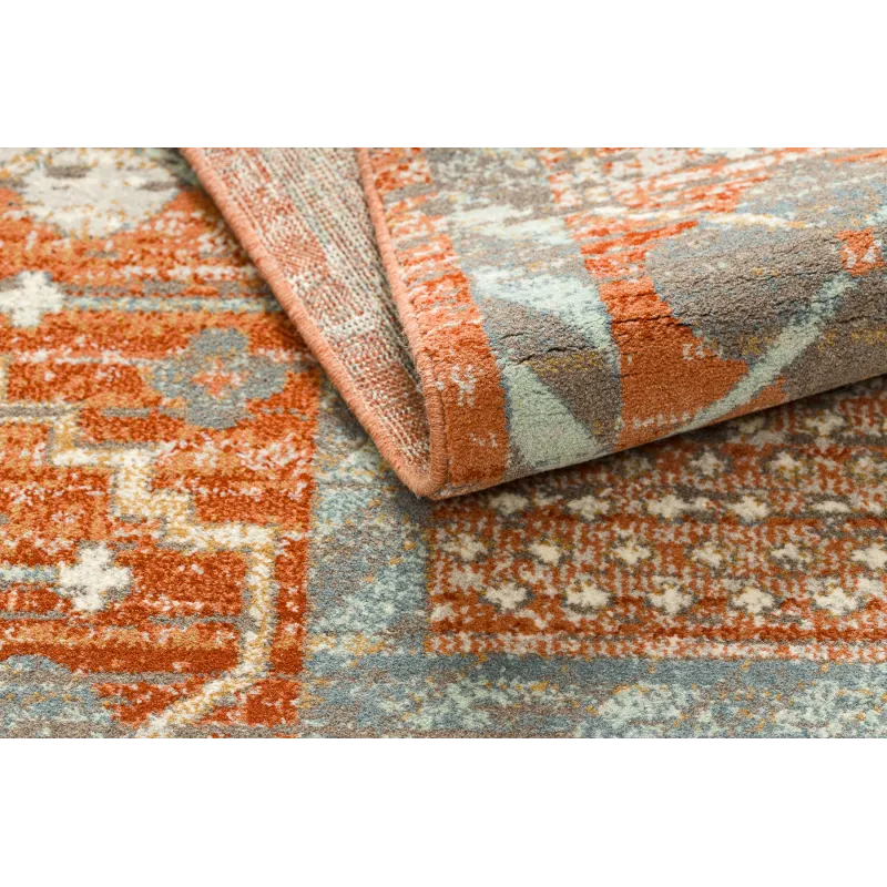 Dywan SOHO 477.11.LA000 wełniany OSTA - Boho, ramka naturalny terakota / szary