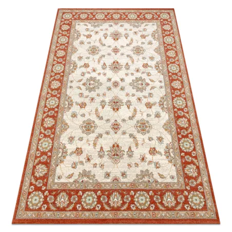 Dywan SOHO 477.15.LA103 wełniany OSTA - Ornament, ramka naturalny beż / terakota