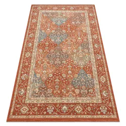 Tapis SOHO 477.27.LA301 laine OSTA - Losanges, bordure géométrique naturel terracotta / beige