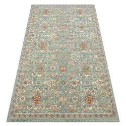 Tapis SOHO 477.07.LA400 laine OSTA - Fleurs, cadre naturel vert / beige