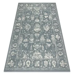 Tapis ABBY 486.25.LA500 laine OSTA - Ornement, cadre classique bleu / beige