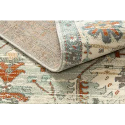 Dywan SOHO 477.09.LA100 wełniany OSTA - Boho, ramka naturalny beż / zielony