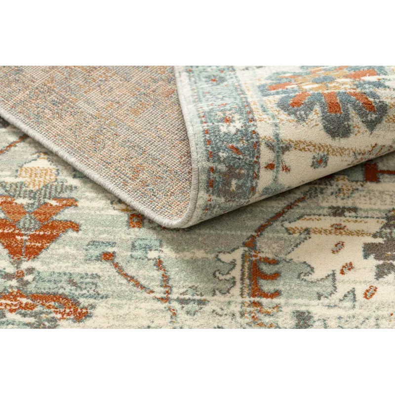Dywan SOHO 477.09.LA100 wełniany OSTA - Boho, ramka naturalny beż / zielony