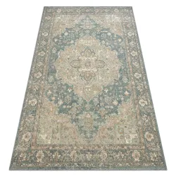 Tapis SOHO 477.01.LA502 Laine OSTA - Ornement, rosace naturel vert / bleu