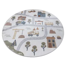 Tapis BONO 9207 cercle des rues, ville, chantier de construction crème / gris clair - PRODUIT DE DEUXIÈME QUALITÉ