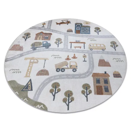 Tapis BONO 9207 cercle crème et gris clair, design moderne