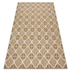 Tapis sisal beige naturel avec motif de trèfle, idéal pour le salon