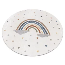 Tapis rond BONO 724 RAINBOW HEART crème gris clair - tapis moderne
