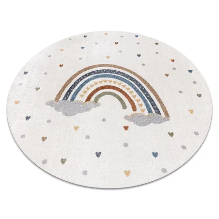 Tapis rond BONO 724 RAINBOW HEART crème gris clair - tapis moderne