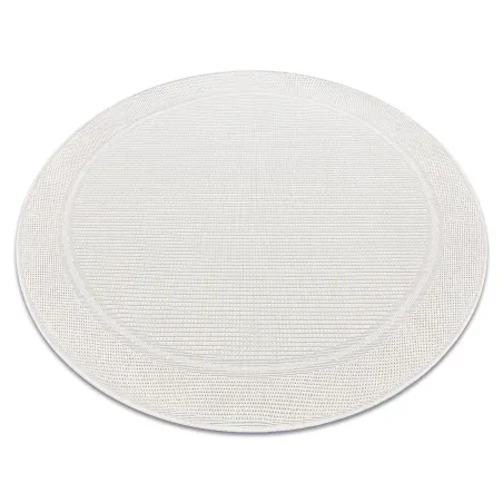 Tapis rond TIMO 5979 en sisal, blanc, pour utilisation extérieure