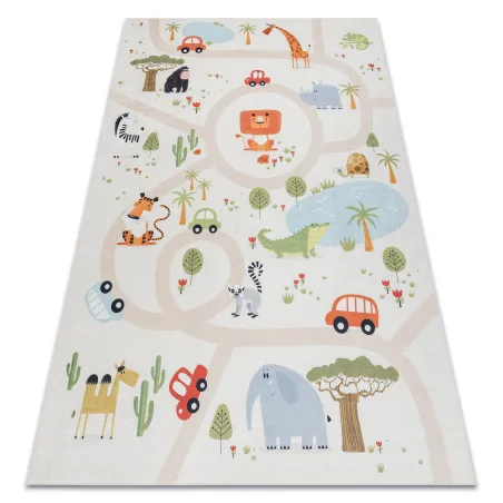 Tapis BAMBINO 1165 zoo pour enfants, antidérapant beige, deuxième qualité
