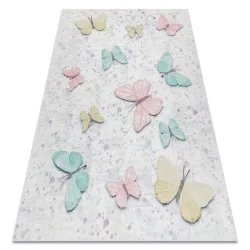 Tapis lavable BAMBINO 1610 Papillons pour les enfants antidérapant - crème - PRODUIT DE DEUXIÈME QUALITÉ