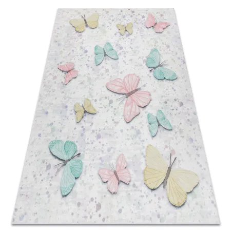 Tapis BAMBINO 1610 Papillons, antidérapant, crème - PRODUIT DE DEUXIÈME QUALITÉ