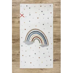 Tapis BONO 724 ARC-EN-CIEL, COEUR - idéal pour le salon ou la chambre des enfants