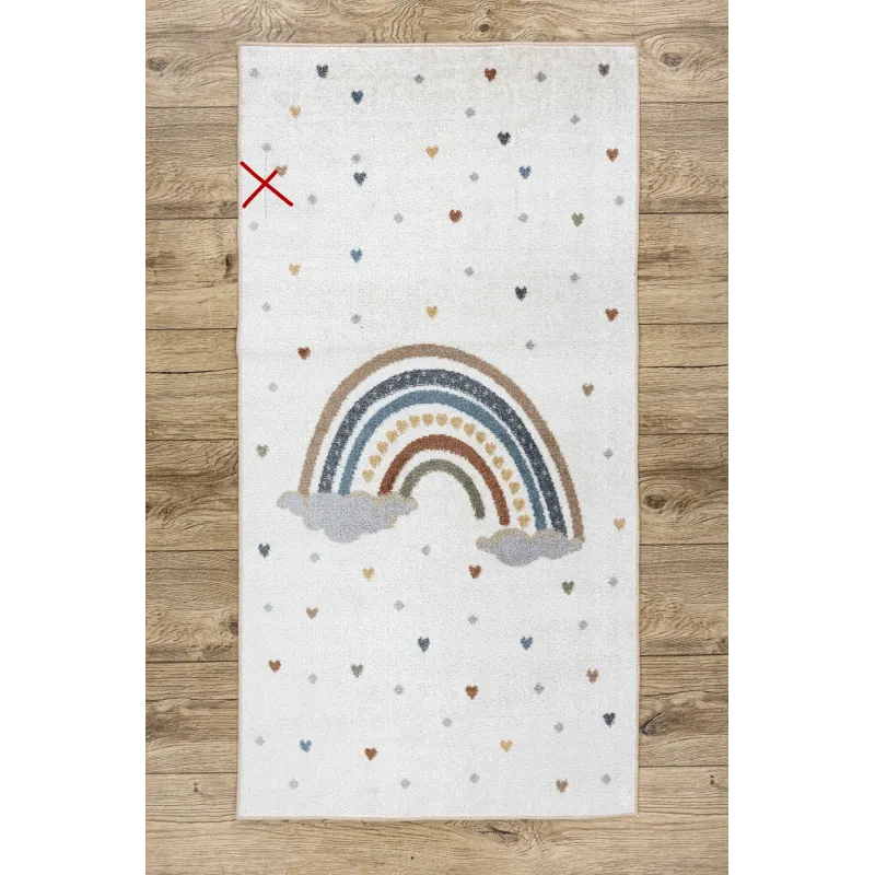 Tapis BONO 724 ARC-EN-CIEL, COEUR - idéal pour le salon ou la chambre des enfants