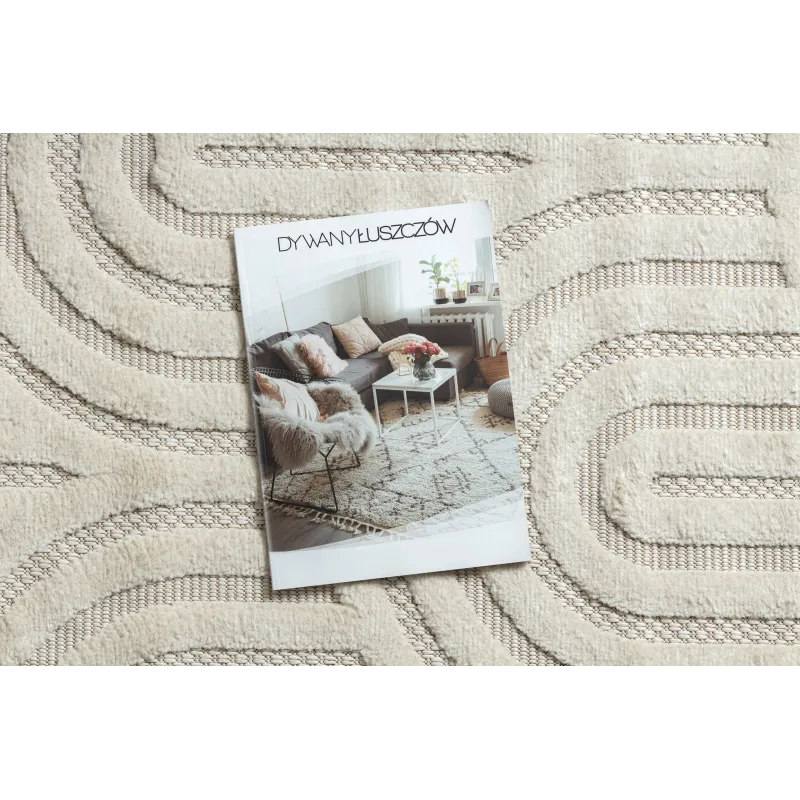Tapis blanc SANTO en sisal, style moderne, parfait pour le salon
