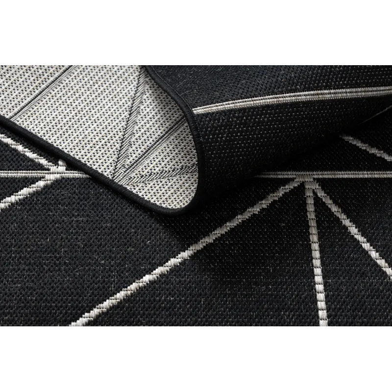 Tapis en sisal pour salon, noir et argent, idéal pour des aménagements modernes
