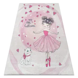 Tapis lavable BAMBINO 2161 Ballerine, minou pour les enfants antidérapant - rose