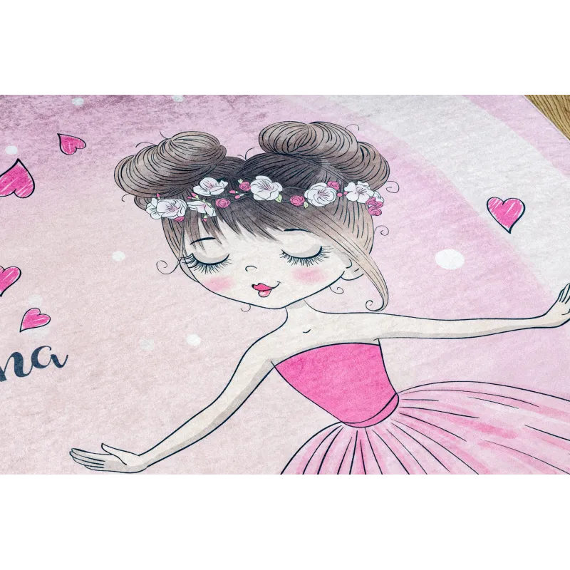 Tapis BAMBINO 2161, facile à nettoyer, rose, idéal pour la chambre des tout-petits