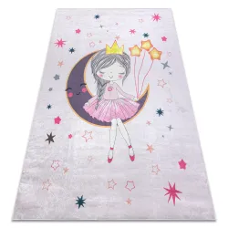 Tapis lavable BAMBINO 48060 Princesse, étoiles pour les enfants antidérapant - rose