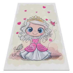 Tapis lavable BAMBINO 43020 Princesse, étoiles pour les enfants antidérapant - crème / rose