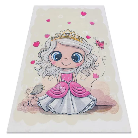 Tapis lavable BAMBINO 43020, antidérapant, crème-rose, parfait pour la chambre d'enfants