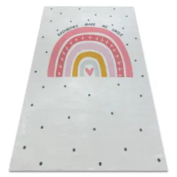 Tapis lavable BAMBINO 47810 Arc-en-ciel, points pour les enfants antidérapant - blanc / rose