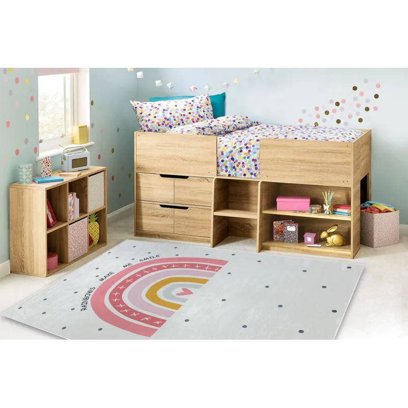 Tapis BAMBINO 47810 en blanc et rose, parfait pour la chambre d'enfants