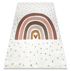 Tapis lavable BAMBINO 46960 Arc-en-ciel, points pour les enfants antidérapant - blanc / marron