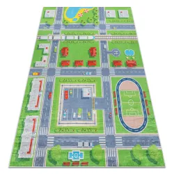 Tapis lavable BAMBINO 2624 Ville, rues pour les enfants antidérapant - vert / gris