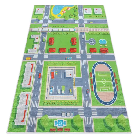 Tapis BAMBINO 2624 pour enfants, antidérapant en vert et gris