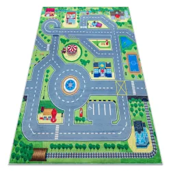 Tapis lavable BAMBINO 9028 Ville, rues pour les enfants antidérapant - vert / gris