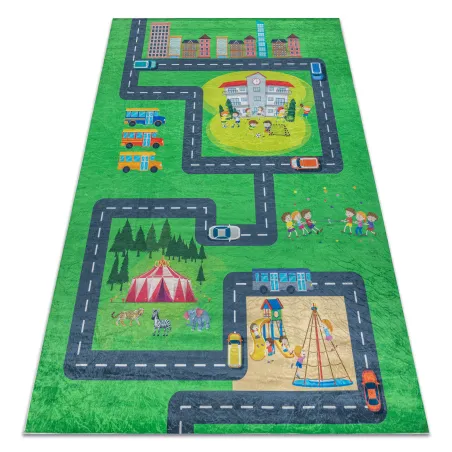 Tapis BAMBINO 2660 pour enfants, antidérapant, vert et gris