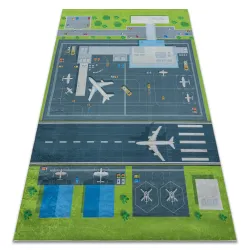 Tapis lavable BAMBINO 46990 Aéroport, avions pour les enfants antidérapant - vert / gris