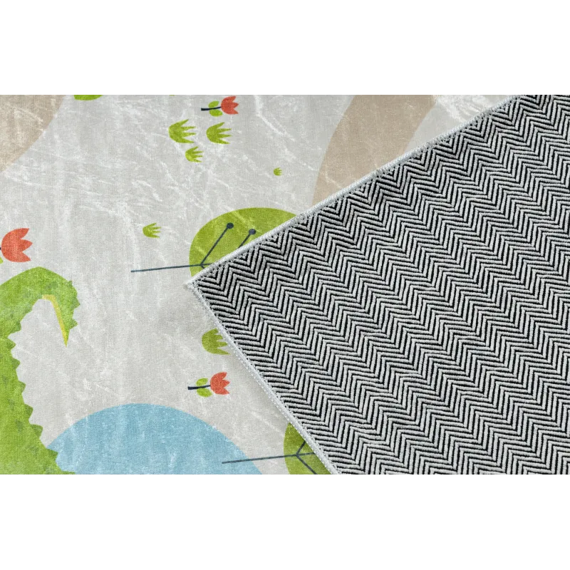 Tapis BAMBINO 50230 en beige et vert, idéal pour les jeux d'enfants