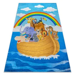 Tapis lavable BAMBINO 2685 Animaux, Bateau pour les enfants antidérapant - bleu / marron