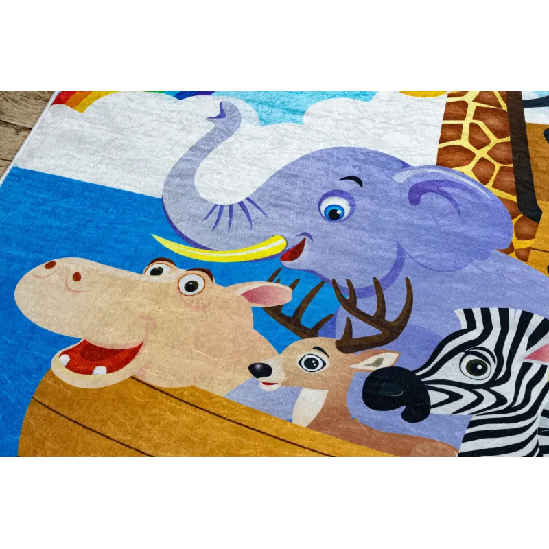 Tapis BAMBINO 2685, parfait pour la chambre d'enfants en bleu et marron
