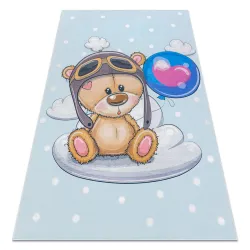 Tapis lavable BAMBINO 43030 Ours en peluche, le pilote pour les enfants antidérapant - bleu / marron