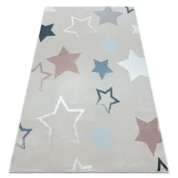 Tapis lavable BAMBINO 48130 Étoiles pour les enfants antidérapant - beige / gris