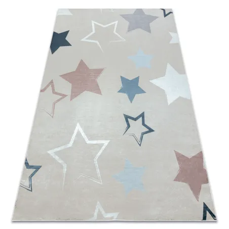 Tapis BAMBINO 48130 avec étoiles pour enfants, antidérapant - beige et gris