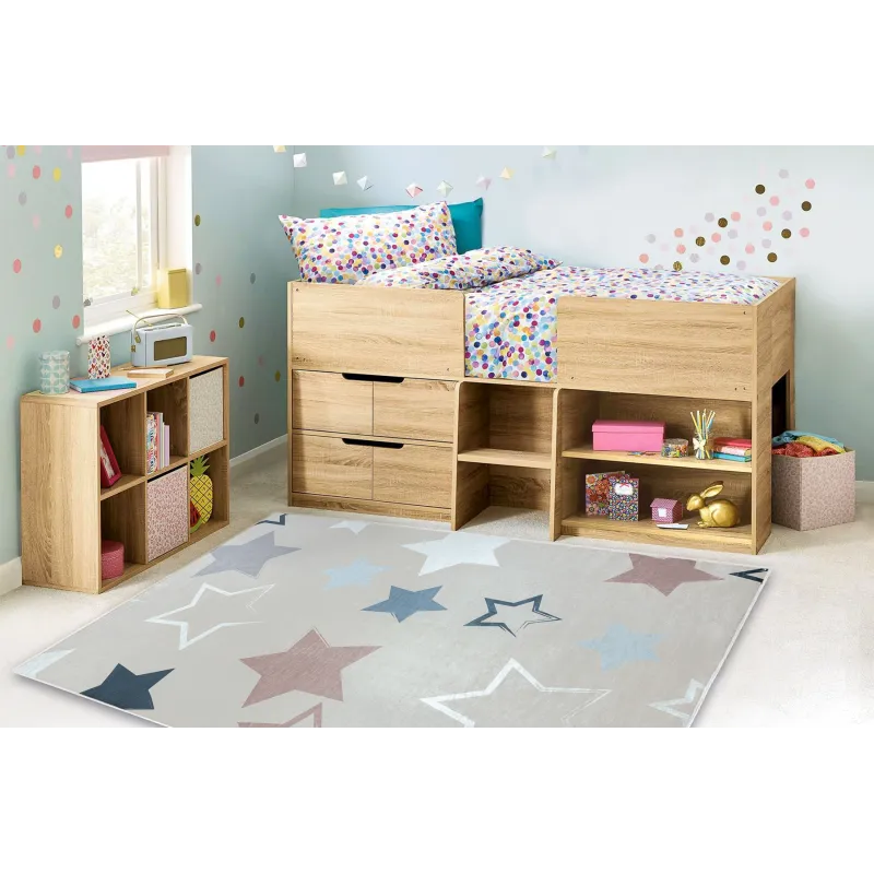 Tapis beige BAMBINO 48130 avec étoiles, idéal pour la chambre d'enfants