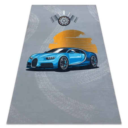 Tapis BAMBINO 41730 en gris et bleu, antidérapant pour les enfants