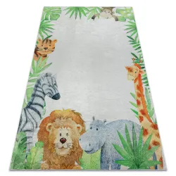 Tapis lavable BAMBINO 54090 Animaux, Afrique pour les enfants antidérapant - blanc / vert