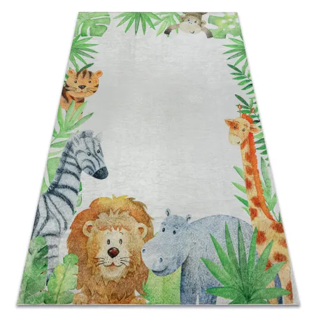 Tapis BAMBINO 54090 antidérapant blanc et vert, parfait pour la chambre des enfants