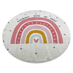 Tapis lavable BAMBINO 47810 cercle Arc-en-ciel, points pour les enfants antidérapant - blanc / rose