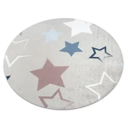 Tapis lavable BAMBINO 48130 cercle Étoiles pour les enfants antidérapant - beige / gris