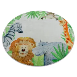 Tapis lavable BAMBINO 54090 cercle Animaux, Afrique pour les enfants antidérapant - blanc / vert